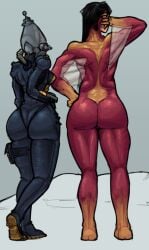 2female 2females 2girl 2girls 2woman 2women ass ass_focus booty butt_focus clothed clothed_ass clothed_female color colored comic_book_character from_behind janet_van_dyne jessica_drew marvel marvel_comics md34 not_porn spider-woman superheroine two_females two_girls wasp_(marvel)