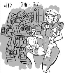 2017 banshee_(battlemech) battlemech battletech bellybutton breasts buttpants cameltoe cleavage drill_hair female gloves helmet house_steiner human inkeranon inktober leotard mech mecha mechwarrior monochrome navel nipples_bulge signature sketch skindentation solo_female tagme thighhighs tight_clothing wine_glass