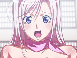 bare_shoulders blush charlotte_hazellink female molestation open_mouth pointy_chin princess_lover purple_eyes rokoroto tears tongue topless