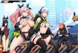 2boys 3girls anby_demara animal_ear_fluff animal_ears black_leotard black_ribbon black_skirt black_thighhighs blush bowlegged_pose braid breasts building change_in_common_sense clothes_lift commentary_request daiaru female_orgasm fingering gameplay_mechanics green_eyes grey_hair hair_ornament hair_ribbon hairclip hand_in_another's_panties headphones health_bar highleg highleg_leotard holding holding_phone hypnosis jacket large_breasts leotard long_hair long_sleeves looking_at_phone medium_breasts mind_control miniskirt mole mole_on_breast multiple_boys multiple_girls mutual_fingering mutual_masturbation navel nicole_demara nipple_stimulation nipple_tweak o-ring o-ring_thigh_strap open_mouth orgasm outdoors phone pink_hair pussy_juice ribbon rolling_eyes see-through see-through_leotard short_hair single_thighhigh skirt skyscraper standing thigh_strap thighhighs tweaking_own_nipple two_side_up yuri zenless_zone_zero