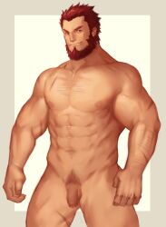 balls bara beard censored_penis facial_hair fate_(series) flaccid iskandar_(fate) male male_only muscles muscular nude penis ryker solo solo_male