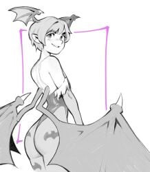 ass darkstalkers demon demon_girl drawn effyneprin leotard lilith_aensland lithe slender slender_body source succubus thin thin_waist thong thong_leotard wedgie wings