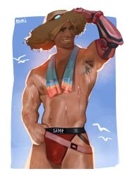 1boy abs activision armpit_hair bara biceps blizzard_entertainment bulge cole_cassidy haideebobs jockstrap male male_only muscular_male overwatch overwatch_2 pecs sweat sweating underwear