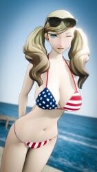 amateurthrowaway american_flag_bikini ann_takamaki blonde_hair persona persona_5