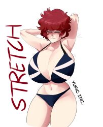 1girl 1girls artist_name artist_signature big_breasts bra breasts breasts_bigger_than_head country_inc_(yuric_inc) female female_focus female_only huge_breasts panties red_hair scotland_(yuric_inc) scottish scottish_flag scottish_flag_bikini slim_waist yuric_inc