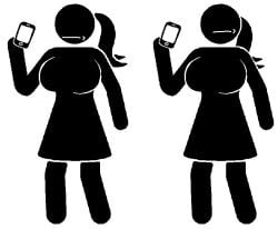 4chan big_breasts disappointed_look female female_only large_breasts looking_at_phone looking_at_viewer meme n1_1ck phone skirt stick_figure stickfigure stickman stickwoman warning_sign_person