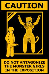 4chan behind_glass big_breasts breasts_on_glass catgirl cracked_glass excessive_pussy_juice fat_mons hourglass_figure imminent_rape imminent_sex monster_girl n1_1ck penis showing_penis stick_figure stickfigure stickman stickwoman warning_sign warning_sign_person wet_pussy yellow_body