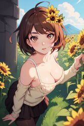 ai_generated cleavage kikimaki sunflower virtual_youtuber vtuber