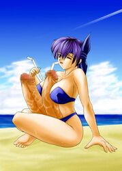 1futa ayane_(doa) beach bikini breasts censored dead_or_alive diphallia diphallism drinking_straw futa_only futa_urethral_insertion futanari huge_cock human insertion intersex multi_penis object_insertion penis purple_hair short_hair solo straw straw_in_penis sweat swimsuit tecmo urethral urethral_insertion