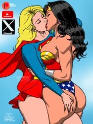 2girls 3:4 alien alien_girl alien_humanoid amazon ass big_ass big_breasts black_hair blonde_hair breasts bust busty chest curvaceous curvy curvy_figure dc dc_comics demigod demigoddess diana_prince digital_media_(artwork) female female_focus female_only hand_on_ass hand_on_butt hero heroine hips hourglass_figure huge_ass huge_breasts justice_league kara_zor-el kaywest kissing kryptonian large_ass large_breasts legs lesbian light-skinned_female light_skin mature mature_female multiple_girls slim_waist supergirl superhero superheroine superman_(series) themysciran thick thick_hips thick_legs thick_thighs thighs voluptuous voluptuous_female waist wide_hips wonder_woman wonder_woman_(series) yuri