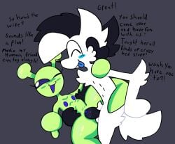 2_antennae :p ?! alien alien_humanoid antennae_(anatomy) anthro anthro_penetrating anthro_penetrating_female anthro_penetrating_humanoid aqualateons asking_how balls black_arms black_body black_fur black_nose black_penis black_text blue_blush blue_tongue blush bodily_fluids body_part_in_pussy chest_tuft clitoris closed_eyes crotch_tuft dialogue duo english_text exclamation_point eyelashes female female_humanoid female_on_anthro female_penetrated flat_chested fur genital_fluids genitals glistening_antennae glistening_thighs green_antennae green_blush green_body green_pubes green_pussy green_skin grey_background hi_res humanoid humanoid_on_anthro humanoid_penetrated lunabella_(mschaox) male male/female male_anthro male_on_humanoid male_penetrating male_penetrating_female male_penetrating_humanoid mschaox6 nipples one_eye_closed open_mouth open_smile penetration penile penile_penetration penis penis_in_pussy pubes pubic_stubble purple_clitoris purple_eyes purple_inner_pussy purple_mouth purple_nipples pussy pussy_juice_on_penis question_mark sean_(mschaox) sex simple_background smile stomach_bulge tail talking_to_another text thick_thighs tongue tongue_out tuft vaginal_fluids vaginal_penetration white_balls white_body white_fur white_tail white_tuft wide_hipped_female wide_hipped_humanoid