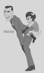 big_nose bigger_male bigger_penetrated body_hair don't_starve don't_starve_(series) eyebags formal formal_clothes formal_wear garter_straps gay gripping gritted_teeth gritting_teeth hairy_legs human human_only klei_entertainment male male/male male_only male_penetrated male_penetrating male_penetrating_male maxwell_(don't_starve) old_man older_male pale_skin pinstripe_pattern pinstripe_suit sex shiny_ass shiny_skin shorter_male size_difference size_play small_dom_big_sub smaller_male smaller_penetrating smaller_penetrating_bigger smirk smirking smirking_at_viewer smug smug_face sock_garters socks suit suit_and_tie sweat sweatdrop tall taller_male tornicock waistcoat wilson_percival_higgsbury yaoi yee_yee_ass_haircut