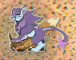 2026 ambiguous_gender ambiguous_penetration balls blue_body blue_fur blush blush_lines brown_body brown_fur brown_hair chromatic_aberration coontail_hair delsyn_(veevobyte) digital_drawing_(artwork) digital_media_(artwork) dipstick_ears dipstick_tail duo ear_markings ear_piercing ear_tuft eevee facial_piercing feral feral_on_feral forced freckled_face freckles fur generation_1_pokemon generation_4_pokemon genitals glistening glistening_balls glistening_genitalia gloves_(marking) hair hand_on_head intersex intersex/ambiguous leg_markings lip_piercing looking_at_another looking_at_partner luxray markings motion_lines mouth_piercing multicolored_ears multiple_piercings nintendo obscured_penetration one_eye_closed outline pattern_background paws penetration piercing pokemon pokemon_(species) purple_body purple_fur pushing_down pushing_head raccoon_tail_hair rape screentone sex simple_background socks_(marking) striped_legs striped_markings stripes tail tail_markings trans_(lore) trans_woman_(lore) tuft vedacia