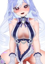 1boy 1girls artist_name artist_request artist_signature bikini breasts censored cowgirl_position cutout drill_hair enjoying_sex girl_on_top happy_sex heart-shaped_pupils heart_cutout large_breasts long_hair looking_at_viewer mole mole_under_eye open_mouth open_smile penis purple_hair pussy red_eyes sex smiling smiling_at_viewer swimsuit swimsuit_aside vaginal_penetration vaginal_sex vivian_banshee vivian_banshee_(iris_of_the_shore) zenless_zone_zero