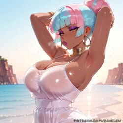 1girl 1girls ai_generated blush breasts bunilew camel_toe cameltoe cleavage clothed clothed_female curvy dark_skin dark_skinned_female female female_focus female_only focus fully_clothed large_breasts league_of_legends league_of_legends:_wild_rift nipples nipples_covered nipples_visible_through_clothing pussy qiyana_yunalai sfw solo solo_female solo_focus tan tan_body tan_skin tanlines tanned tanned_skin teeth tight_clothes tight_clothing uncensored