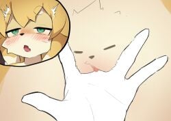 5_fingers absurd_res anthro aogoto aroused blush bodily_fluids clitoris cygames domestic_cat drawn_on_face drooling felid feline felis female fingering fingers genitals hair half-closed_eyes hi_res mammal mia_(world_flipper) narrowed_eyes penetration pussy-cat_(meme) saliva solo translucent translucent_hair vaginal vaginal_fingering vaginal_penetration vulva world_flipper