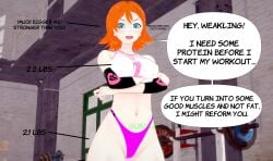 1girls 3d 3d_(artwork) absorption absorption_vore ass ass_expansion belly_overhang big_ass breast_expansion breasts comic digestion english_text female female_focus female_only female_pred gym huge_ass huge_breasts image_sequence implied_disposal koikatsu large_belly large_breast nora_valkyrie oral_vore orange_hair red_skin rwby same_size_vore snuff text uncensored vore vore_queen vore_sequence weight_gain