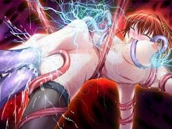 anal bondage censored double_penetration electricity electrostimulation guro insertion inyouchuu large_breasts large_insertion penetration shiratori_takeru stockings stomach_bulge tentacle tied_up torture