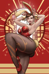 artist_logo big_thighs bunny_girl chinese_new_year chun-li iury_padilha looking_at_viewer posing smiling