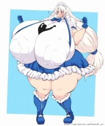 1boy 1girl 1girl1boy 1girls animated anon big_breasts blonde_female blonde_hair blue_bow bouncing_breasts breast_expansion breasts_bigger_than_body breasts_bigger_than_head clothed_female_nude_male enormous_boobs enormous_breasts enormous_tits giantess gif gigantic_boobs gigantic_breasts gigantic_tits hataraki_ari huge_boobs huge_breasts huge_tits huge_titties large_boobs large_breasts large_female large_tits large_titties long_hair maid maid_uniform massive_boobs massive_breasts massive_tits massive_titties mini_giantess nipple_bulge ponytail red_eyes silhouetted_body size_difference taller_female thick_breasts thick_thighs