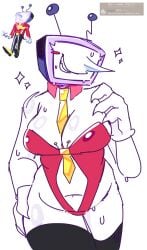 bbw big_ass big_belly big_breasts blush blushing blushing_at_viewer chubby chubby_female deltarune deltarune_chapter_3 female female_only genderswap genderswap_(mtf) pale_skin rule_63 tagme tagme_(artist) television tenna_(deltarune) tv tv_head white_background white_body