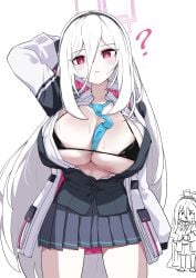 2girls aris_(blue_archive) arisu_(blue_archive) big_breasts blue_archive breasts female female_only halo huge_breasts kei_(blue_archive) large_breasts lir looking_at_viewer millennium_science_school_student red_eyes white_hair