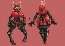 1girls 2d 2d_(artwork) antlers ass back_view big_ass big_breasts big_thighs breasts butt clothed collar commission drozhi elbow_gloves female fempyro front_view full_body fully_clothed gas_mask high_heels hood hourglass_figure huge_ass huge_breasts large_ass large_breasts latex latex_armwear latex_suit latex_thighhighs masked masked_female nipple_bulge nipple_outline oc pterikon pyro pyro_(team_fortress_2) skull_mask solo solo_female solo_focus spiked_collar standing team_fortress_2 thighhighs thighs tight_clothes tight_clothing valve zipper