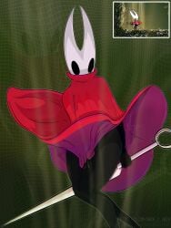 1girl 1girls accidental_exposure anonjustanon big_ass black_body color dress_only dress_pull exposed eyes_open female female_only game_mechanics hiding_pussy holding_object holding_skirt holding_skirt_down holding_weapon hollow_knight hollow_knight:_silksong hollow_knight_(franchise) hornet_(hollow_knight) insect long_dress looking_down marilyn_monroe_(cosplay) marilyn_monroe_moment meme only_female partially_clothed partially_nude red_dress skirt_lift skirt_pull skirt_up small_breasts small_tits small_top solo solo_female solo_focus surprised surprised_expression white_head wide_eyed woman