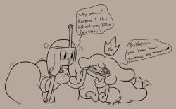 adventure_time angry_face ass_up big_ass big_butt blushed_face comic lewdydoodls oc original_character pinching_cheeks princess_bubblegum uncolored
