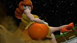 1girls 3d bench big_ass fart fart_fetish farting farting_at_viewer huge_ass mario_(series) nintendo orange_clothing princess princess_daisy relieved source_filmmaker super_mario_bros. thordersfm