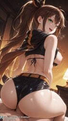 1girls ai_generated ass ass_focus back_view bare_legs big_breasts bikini_top braid braided_hair braided_ponytail breasts breasts_out brown_hair butt butt_focus curvy curvy_body curvy_female dreamyan_ai from_behind green_eyes hi_res high_quality high_resolution highres huge_breasts large_breasts long_hair looking_at_viewer looking_back male_pov nipples open_mouth ponytail pov re:zero_kara_hajimeru_isekai_seikatsu reverse_cowgirl_position seductive seductive_eyes seductive_look seductive_mouth seductive_pose seductive_smile sex shaula_(re:zero) shorts sitting sitting_on_lap sitting_on_penis sitting_on_person smile smiling thick_ass thick_thighs thighs uncensored vagina vaginal vaginal_insertion vaginal_penetration vaginal_sex very_long_hair