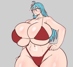 1girls ass big_ass big_breasts bra breasts circular_glasses female humble_shark looking_at_viewer milf panties thick_thighs thighs voluptuous voluptuous_female