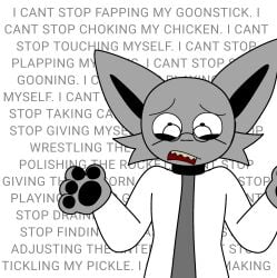 anthro black_eyelids clothed clothing coat collar confusion felid feline fur grey_body grey_clothing grey_fur grey_shirt grey_topwear hi_res lab_coat male mammal pupils shirt skllfck solo teeth topwear yellow_teeth