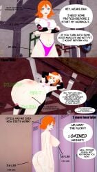 1girls 3d 3d_(artwork) absorption absorption_vore ass ass_expansion belly_overhang big_ass breast_expansion breasts comic digestion english_text female female_focus female_only female_pred gym huge_ass huge_breasts image_sequence implied_disposal koikatsu large_belly large_breast nora_valkyrie oral_vore orange_hair post-vore red_skin rwby same_size_vore snuff text uncensored vore vore_queen vore_sequence weight_gain