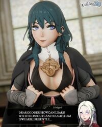 1girls 3d black_bra blue_eyes blue_hair bra bra_strap bra_strap_is_showing_(meme) breasts byleth_(fire_emblem) byleth_(fire_emblem)_(female) clothing_cutout cutout dochaunt24 female female_only indoors medium_breasts medium_hair meme midriff navel navel_cutout solo teacher window