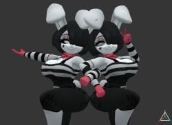 2girls big_breasts bonbon_(derpixon) bonfie cally3d chuchu_(derpixon) cryptiacurves mime_and_dash mime_girl pochi_art