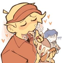2boys elliot_(forsaken) elliot_(work_at_a_pizza_place) food food_in_mouth food_play forsaken_(roblox) guest_(roblox) guest_1337_(forsaken) guest_1337_(the_last_guest) horny horny_male roblox roblox_game robloxian the_last_guest tocy_u work_at_a_pizza_place