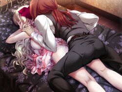 blonde_hair butler cum cum_explosion excessive_cum female game_cg hell_guide long_hair m_no_violet non-con overflow rape red_hair sleep_molestation sleep_rape sleeping unconscious