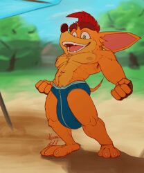 1boy abs animated anthro big_bulge bulge crash_(series) crash_bandicoot gay gif hermesdidit male male_only marsupial muscular nipples outdoors solo underwear video_games yaoi