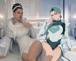 2d 2d_(artwork) 2girls 3d 3d_(artwork) ai ai_generated alternate_version_available angela_sarafyan bed bedroom bedroom_eyes choose_your_own_adventure clothed clothed_female clothing crossed_legs crossing_legs dc dc_comics duo duo_female duo_focus female female_focus female_only kryptonian lara_lor-van milf milf_body mommy mother my_adventures_with_superman seductive seductive_eyes seductive_pose sitting sitting_on_bed superman_(2025) superman_(series) textless textless_version thighs