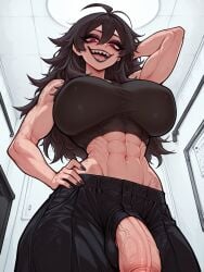 1futa 1futanari ai_assisted ai_generated ass balls ballsack below_view big_ass big_breasts big_butt big_hips big_penis big_thighs breasts brown_hair cleavage clothed clothing cock comic comic_cover comic_page comic_panel dick dickgirl eyebrows eyelashes female futadom futanari grin hair hand_behind_head hand_on_hip hard_nipples hard_on huge_ass huge_breasts huge_cock huge_thighs lips looking_at_viewer makeup motion_lines muscles muscular muscular_arms muscular_female muscular_futa muscular_legs muscular_thighs narrow_waist navel nose pants penis red_eyes seductive seductive_look seductive_smile sfx slit smile smirk smooth_balls smooth_penis smooth_skin tank_top velfur_(artist)