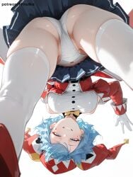 1girl ai_assisted ai_generated blue_hair jester light-blue_hair luce_rubis solo tsuihou_sareta_tensei_juukishi_wa_game_chishiki_de_musou_suru