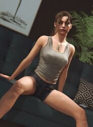 brunette claire_redfield claire_redfield_(jordan_mcewen) legs_spread resident_evil resident_evil_2 resident_evil_2_remake sexy_pose
