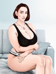 abigail_shapiro big_breasts blacked blacked_clothing brown_hair celebrity huge_breasts jewish light-skinned_female pale-skinned_female politics real_person short_hair silver_necklace star_of_david wazu-san wedding_ring