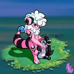 2026 2boys 2d anthro anthro_male anthro_on_anthro anthro_only artist_logo dialogue eeveelution english english_dialogue english_text femboy flaaffy gay generation_2_pokemon generation_6_pokemon imminent_oral kneeling kneeling_oral_position male male_on_femboy male_only nightaery nintendo nude nude_anthro nude_male orientation_play penis penis_against_face penis_out pokemon pokemon_(species) pressed_against_penis scanlines sylveon
