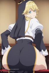 +_+ 1female 1girl 1girls 2026 ai_generated artist_name ass bangs big_ass big_breasts blonde_hair blue_eyes breasts curvy dress from_behind habit halo hi_res high_quality high_resolution highres huge_ass huge_breasts jeanne_(kanan-sama) juliet_sleeves kanan-sama_wa_akumade_choroi large_breasts long_sleeves looking_at_viewer looking_back nun patreon patreon_logo patreon_username puffy_sleeves short_hair sitting smile solo unjobdespiert watermark
