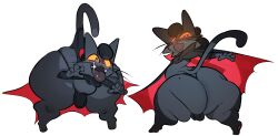 anthro ass black_hair bulge cat fangs glowing_eyes huge_ass male powerfluffys solo thick_thighs tongue_out vampire wide_hips yellow_eyes