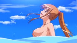 15_bishoujo_hyouryuuki animated asou_saori bouncing_breasts breasts brown_hair long_hair ocean screencap sea sky wet