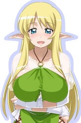 after_sex blush breasts clothing cum elf halter halterneck large_breasts pointy_ears tiffania_westwood youkan zero_no_tsukaima