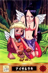 aisa_(one_piece) angel angel_wings artist_request black_hair female female_only laki_(one_piece) one_piece topless wings